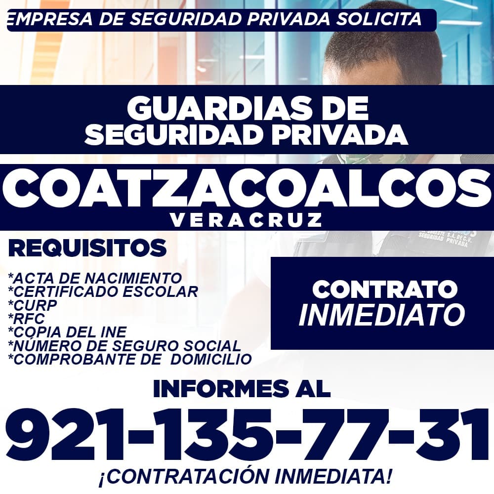 Póster Reclutamiento Guardias Coatzacoalcos